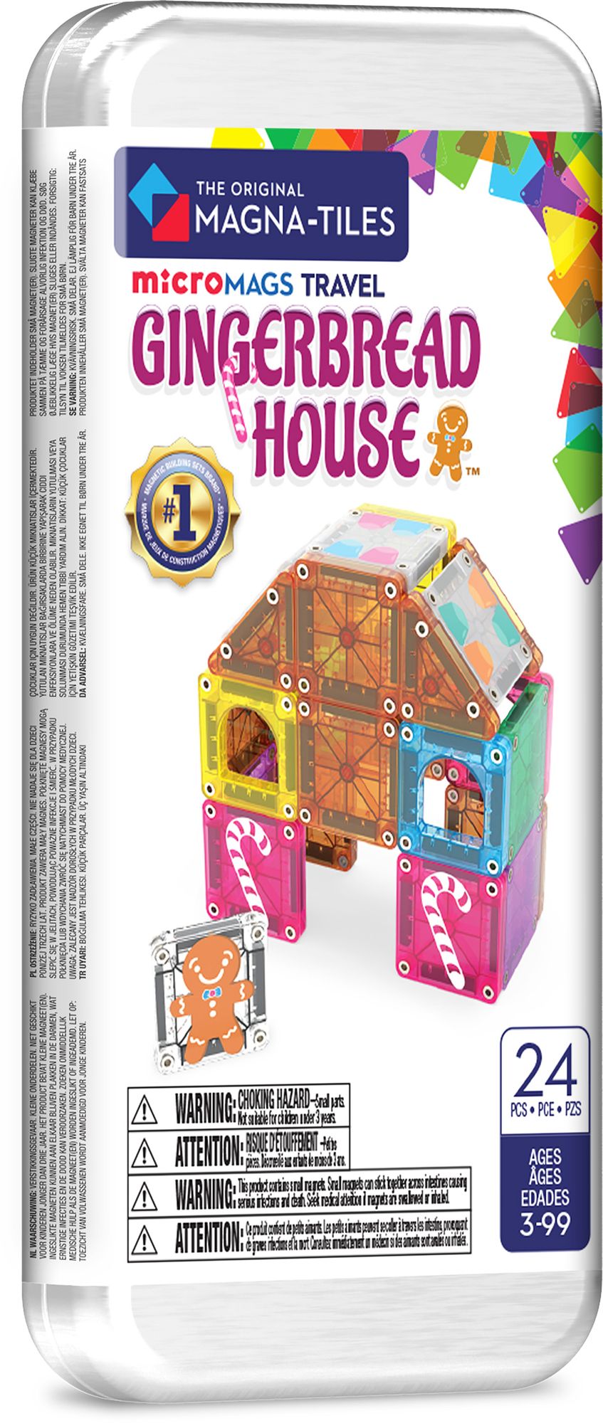 The Original MAGNA-TILES® microMAGS Gingerbread House Travel 24-Piece Magnetic Construction Set