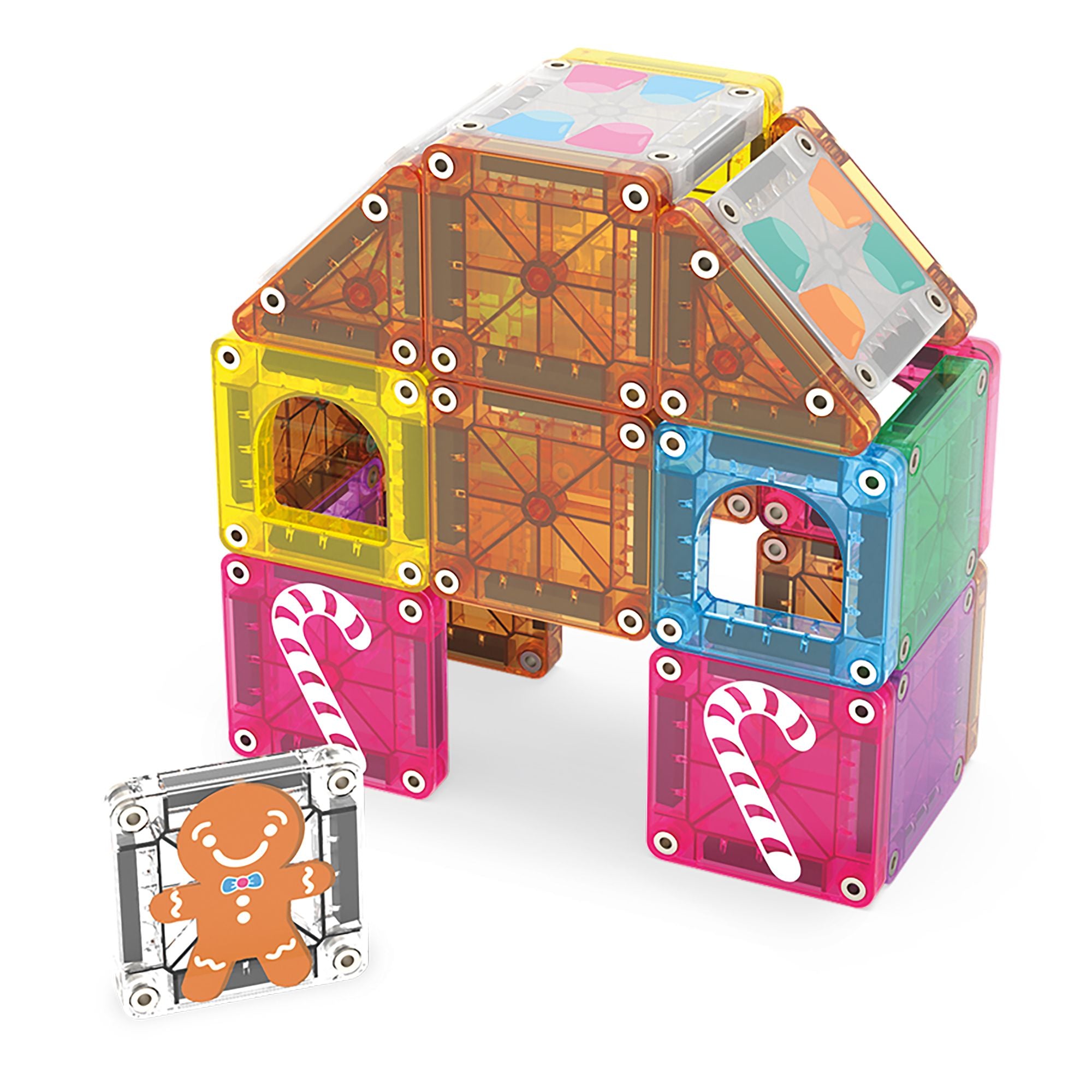 The Original MAGNA-TILES® microMAGS Gingerbread House Travel 24-Piece Magnetic Construction Set
