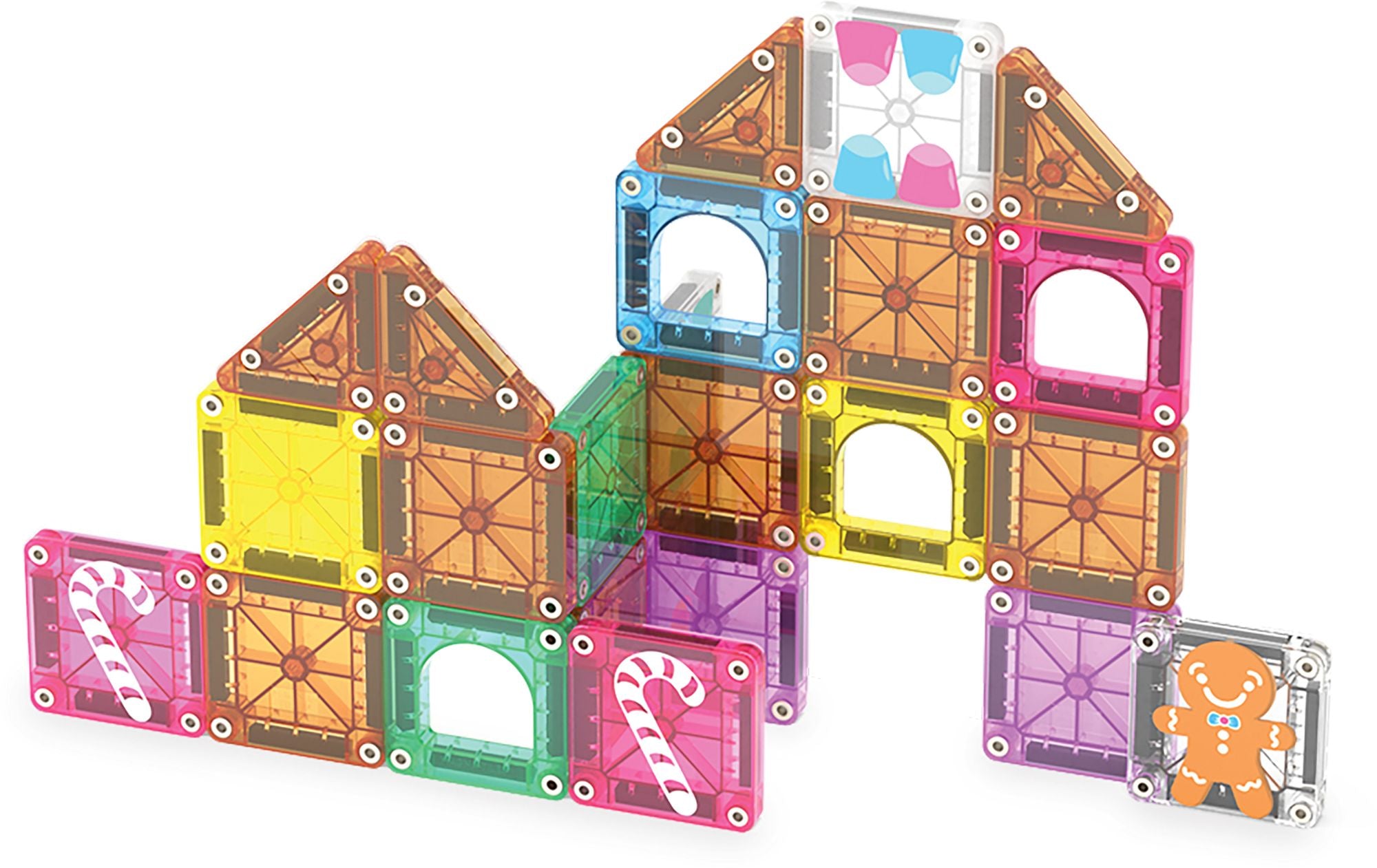 The Original MAGNA-TILES® microMAGS Gingerbread House Travel 24-Piece Magnetic Construction Set