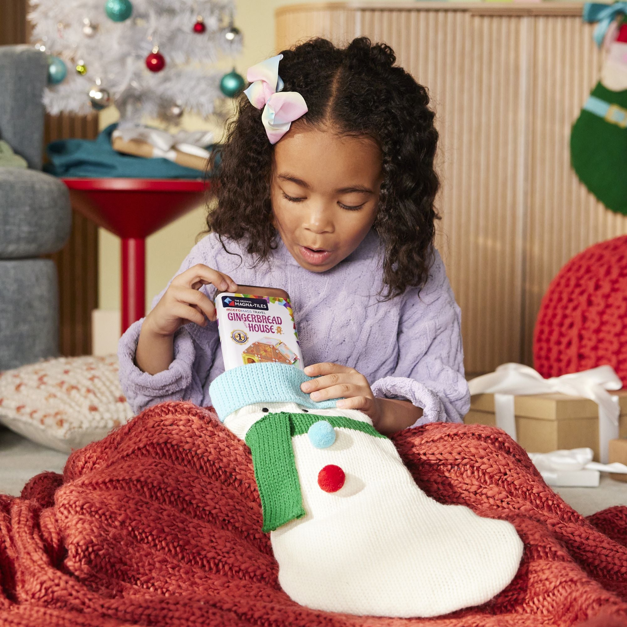 The Original MAGNA-TILES® microMAGS Gingerbread House Travel 24-Piece Magnetic Construction Set