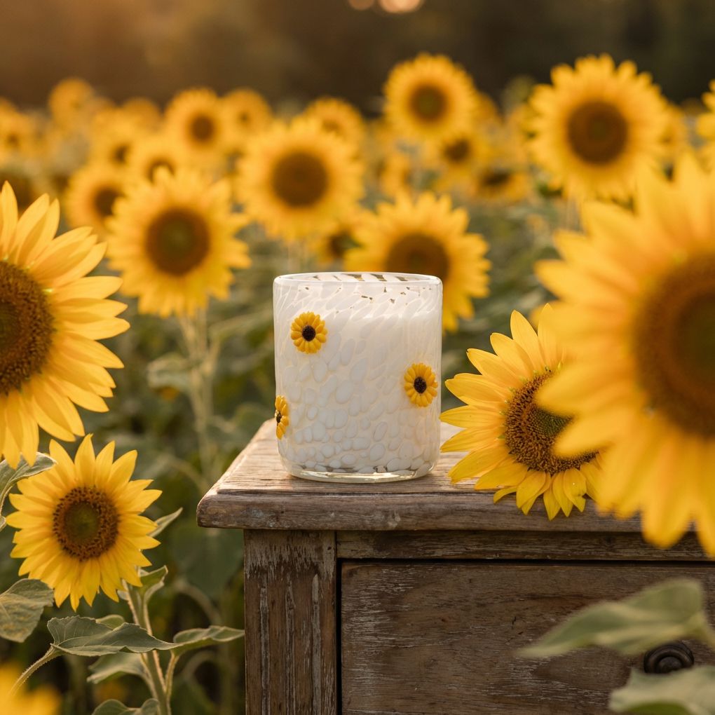 Golden Sunflower Confetti Icon Candle
