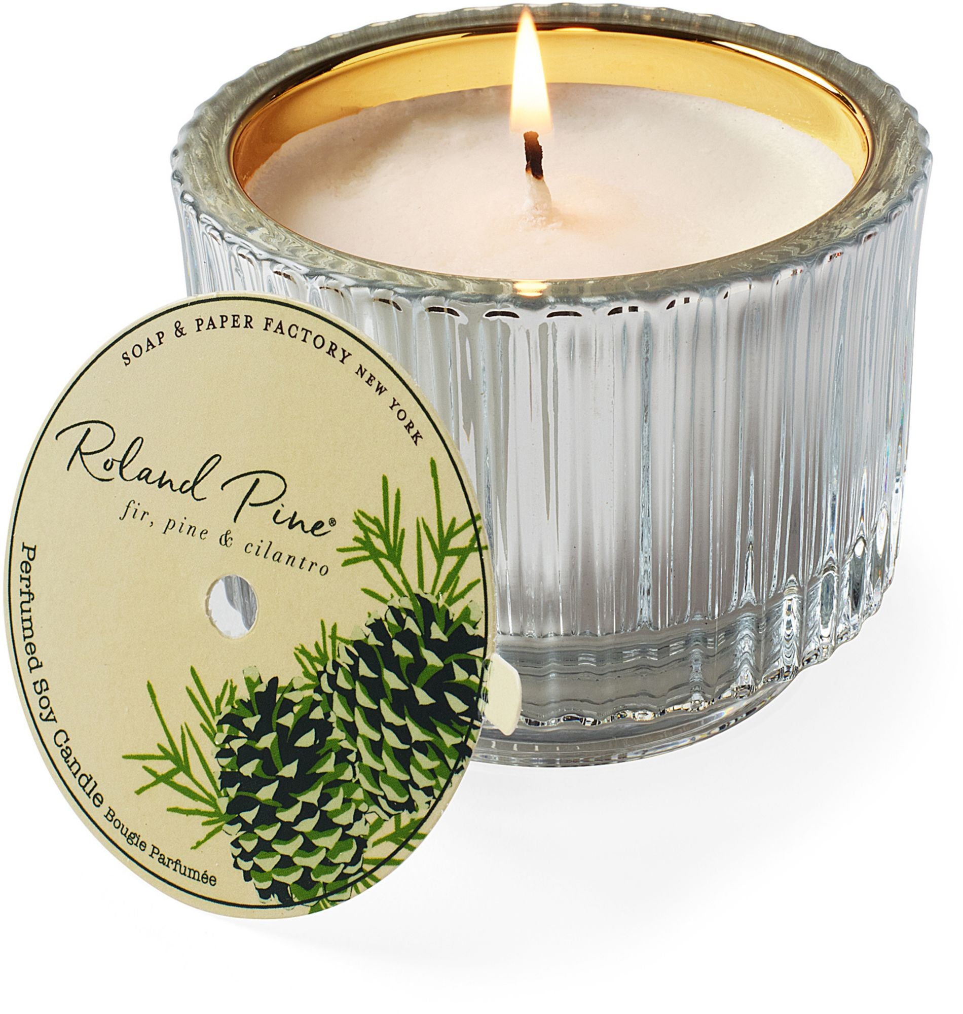 Roland PinE Ribbed Glass Candle