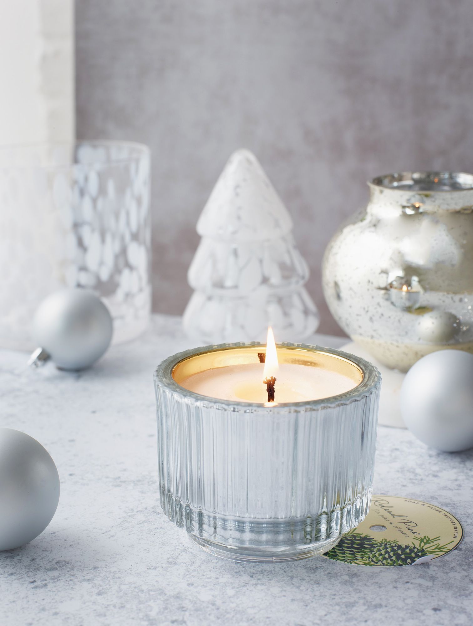 Roland PinE Ribbed Glass Candle