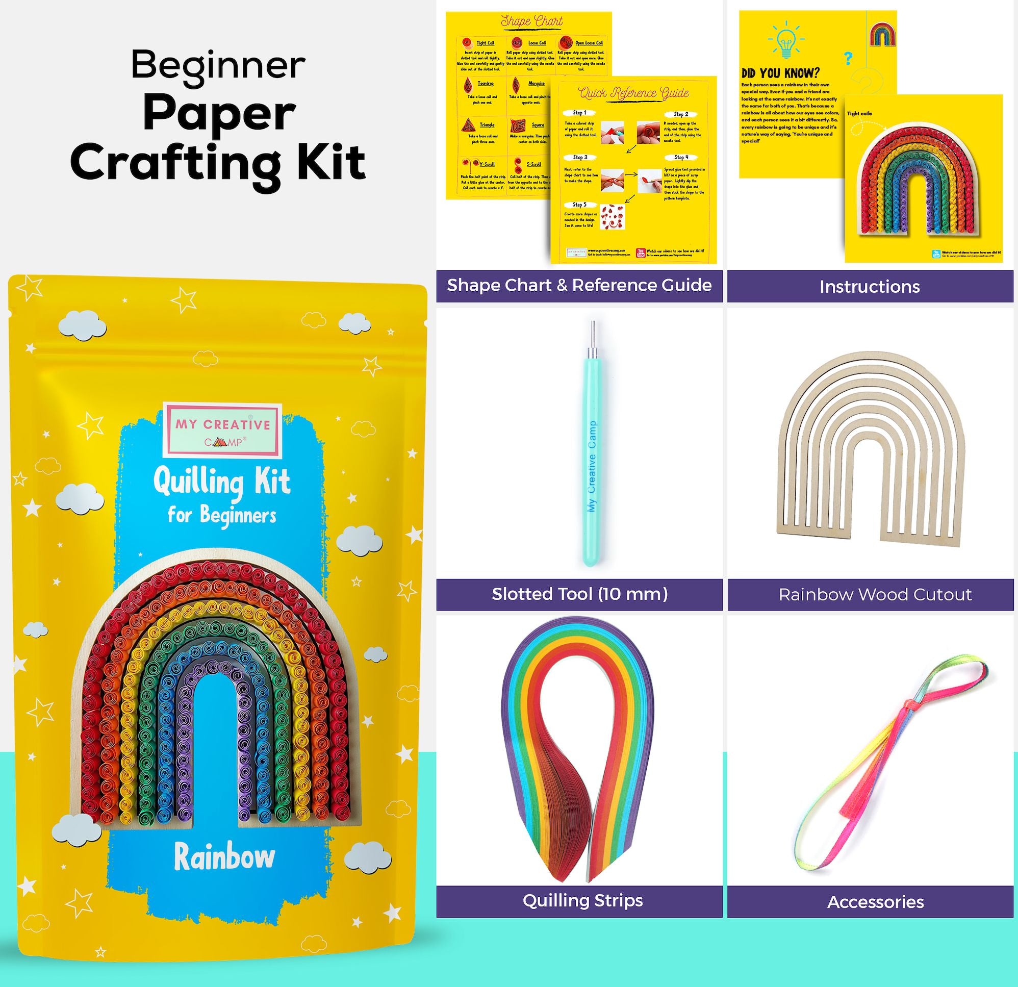 Rainbow Paper Quilling Craft Kit