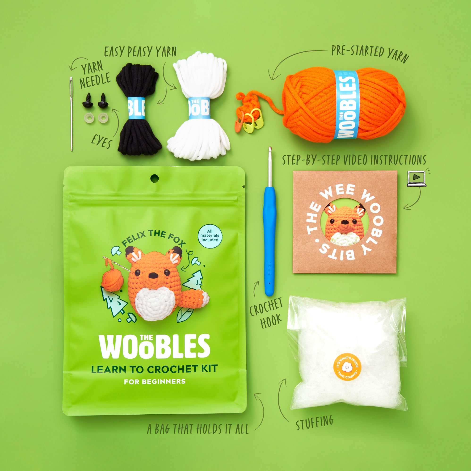 Felix the Fox, The Woobles Beginner Crochet Kit