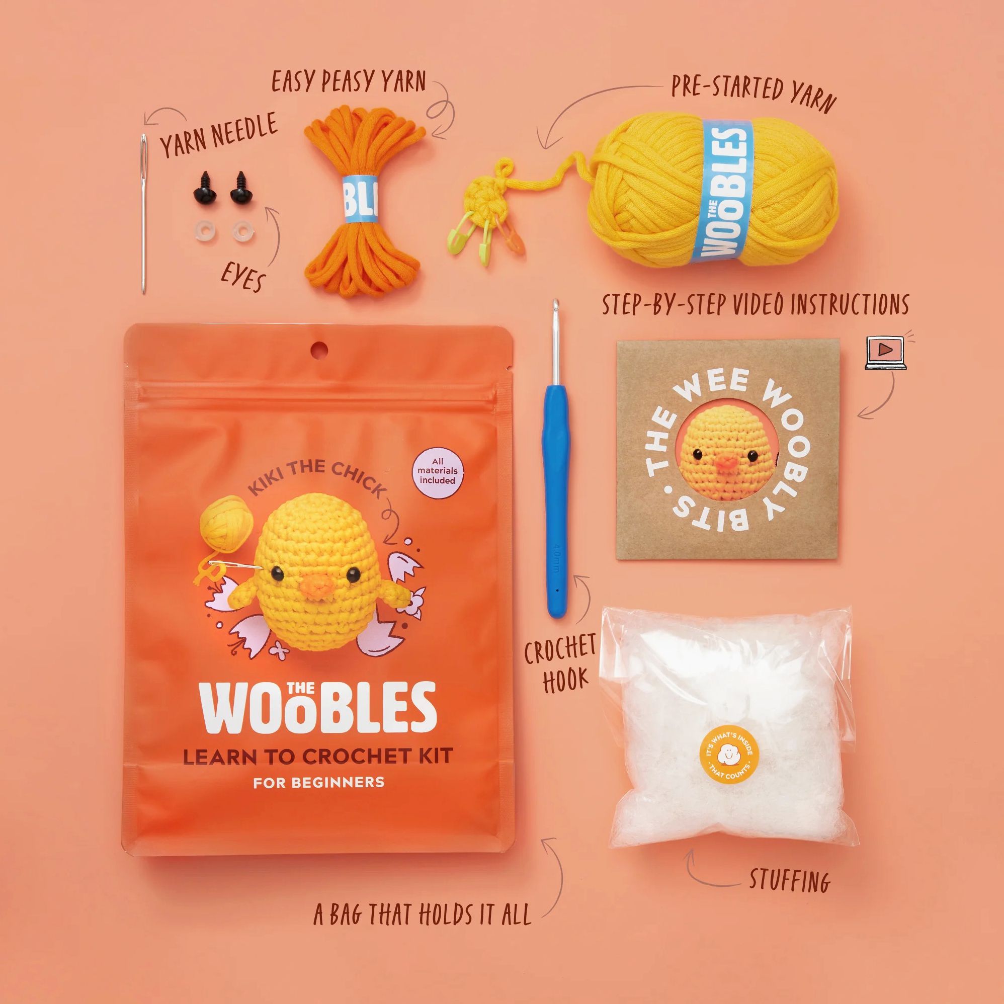Kiki the Chick, The Woobles, Chick learn to Crochet kit | Paper Source