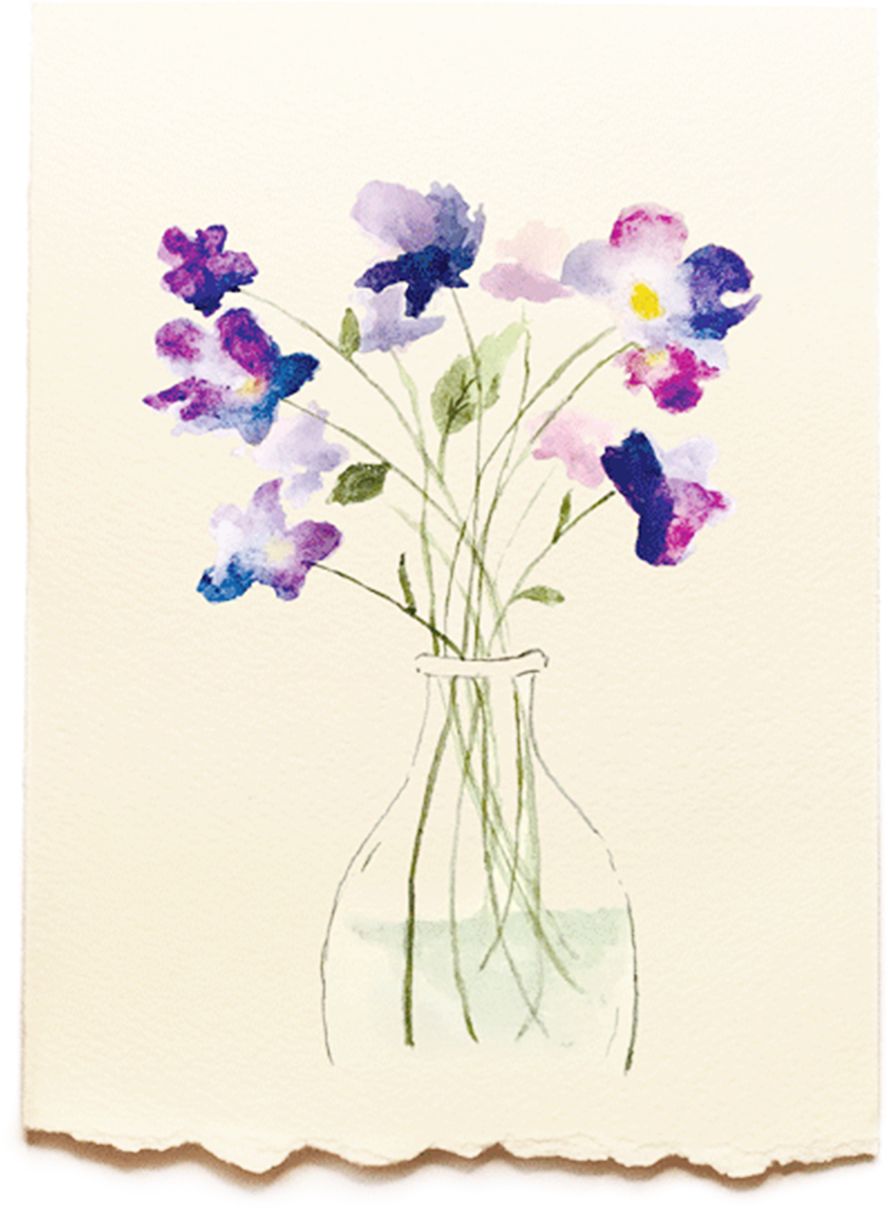Piccola Arte Purple Floral Vase Watercolor Set