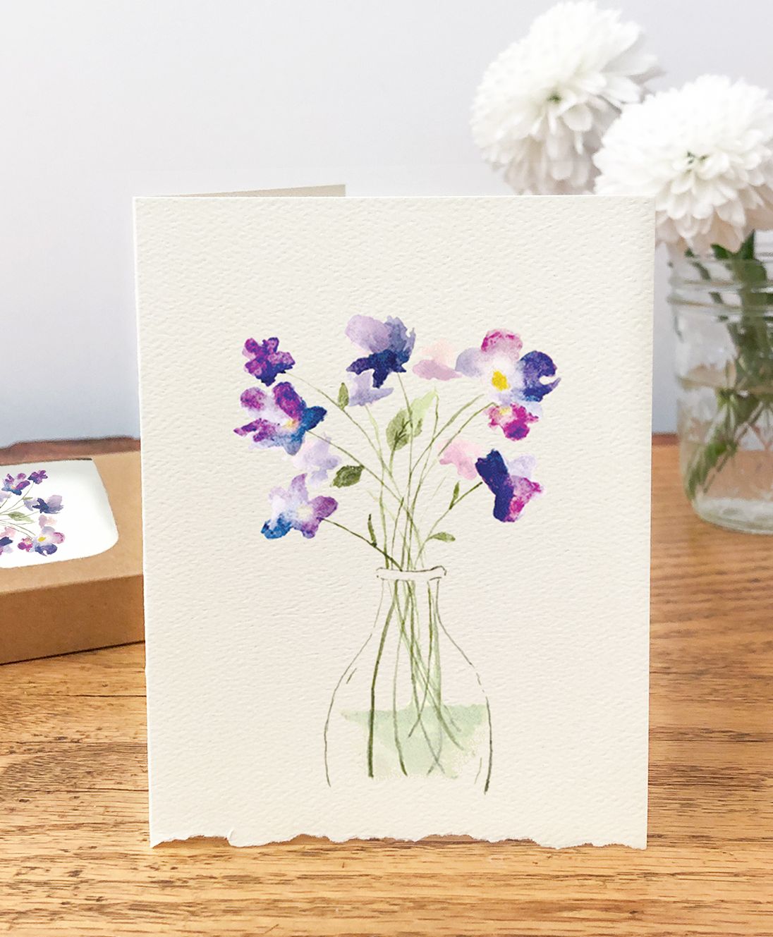 Piccola Arte Purple Floral Vase Watercolor Set