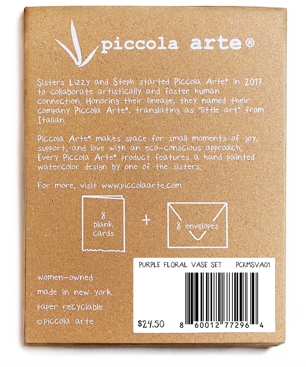 Piccola Arte Purple Floral Vase Watercolor Set