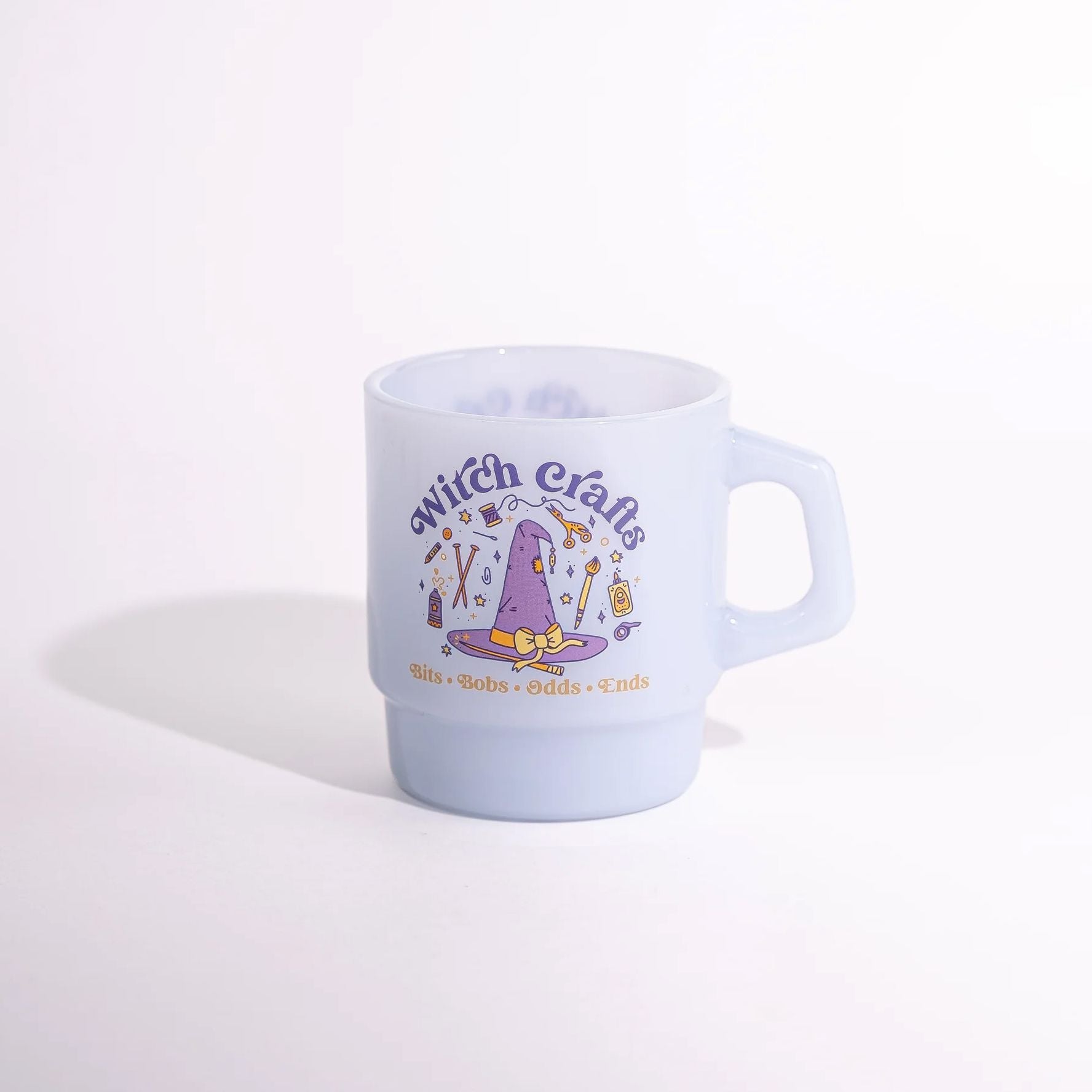 Cheerware Witch Crafts 8oz Blue Milk Glass Mug