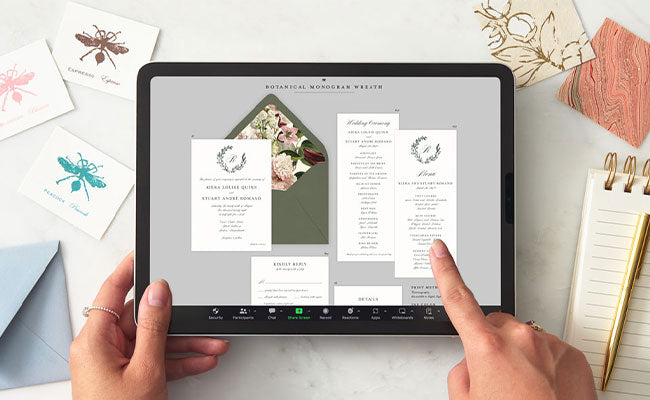 BOOK AN APPOINTMENT Schedule a free virtual consultation with a stationery expert