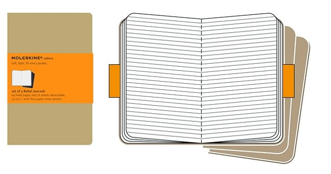 Moleskine Cahier Journal Set, Pocket, Ruled, Kraft Brown, Soft Cover
