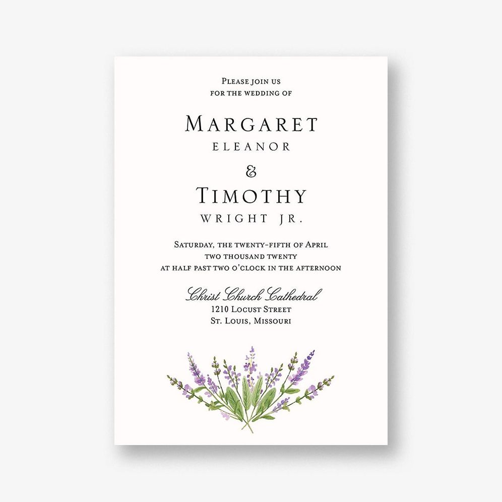 English Lavender Wedding Invitation