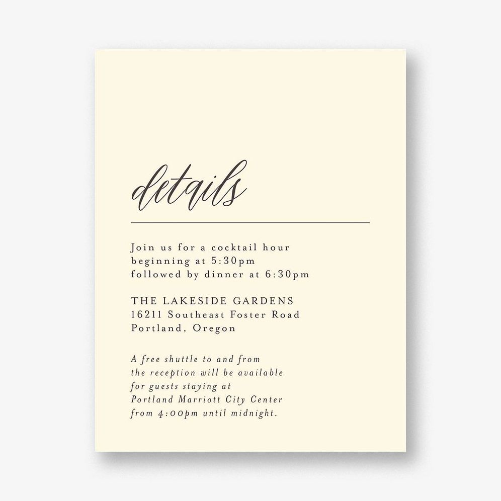 Contemporary Script Information Card