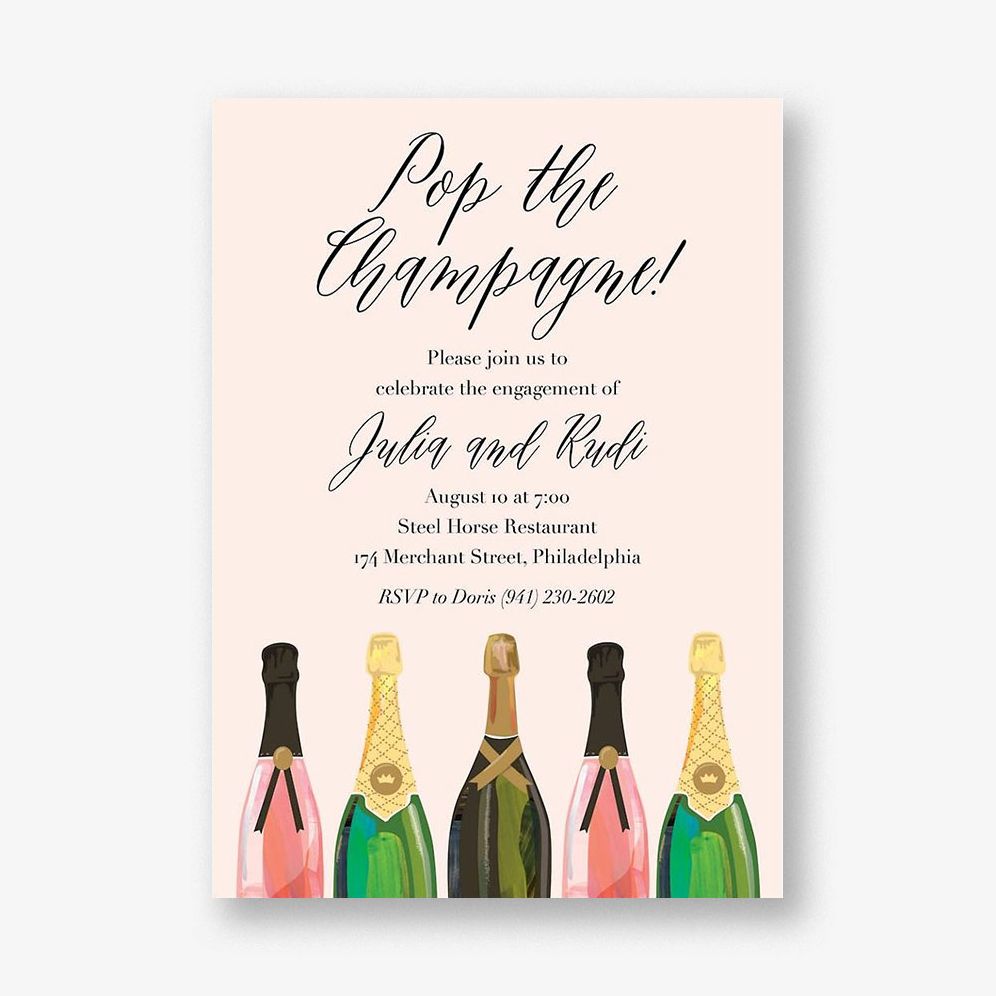 Pop the Champagne Engagement Party Invitation