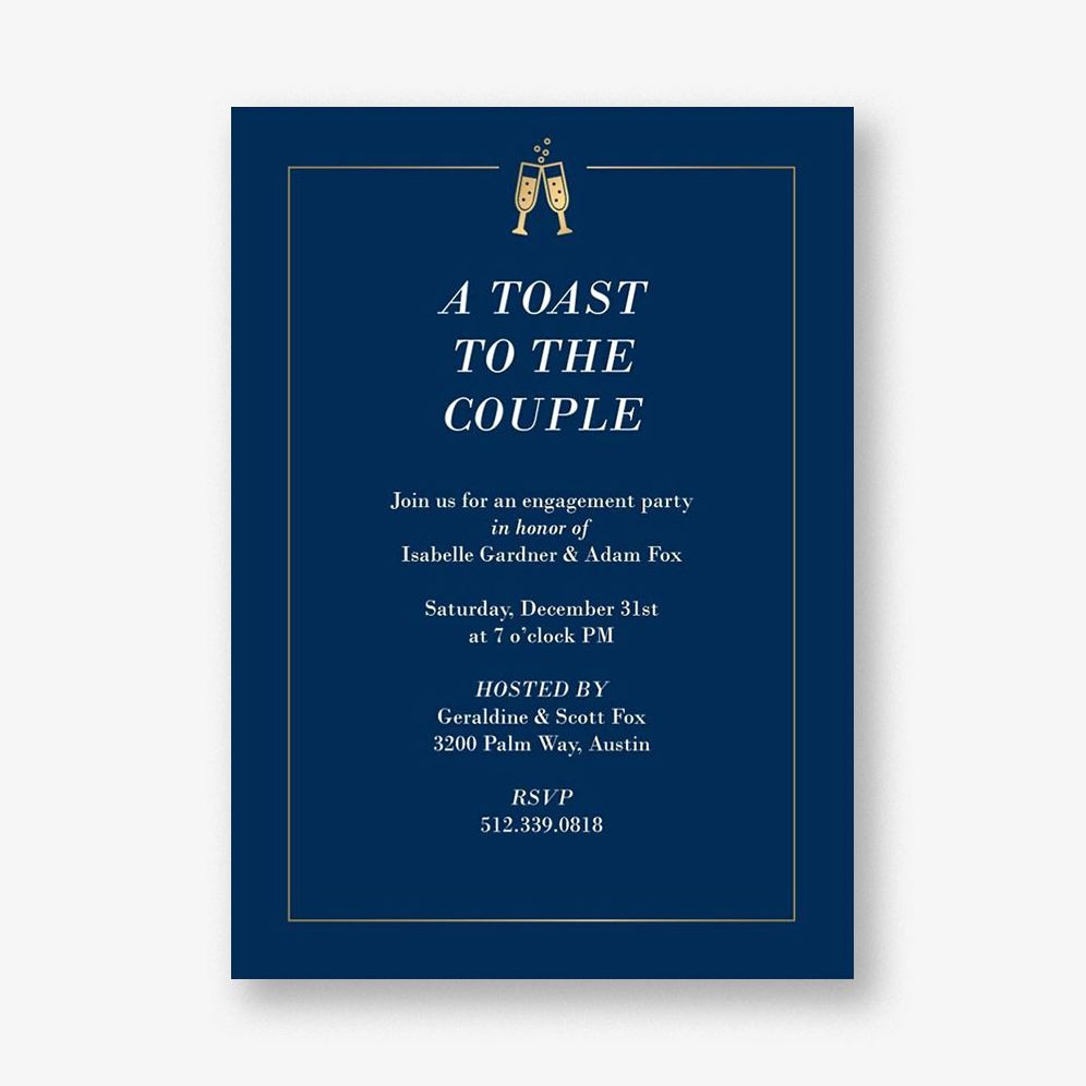 Champagne Border Engagement Party Invitation