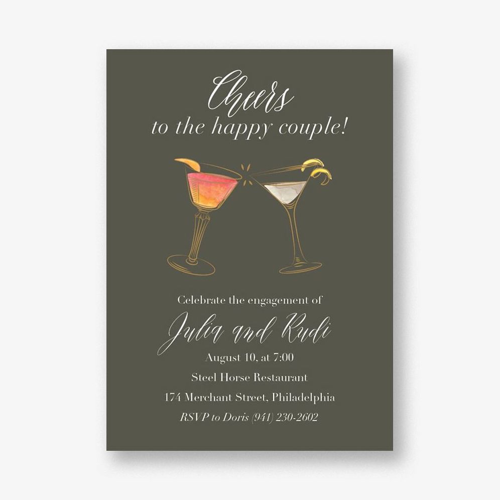 Cocktails Engagement Party Invitation