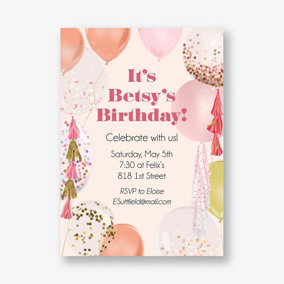 Balloons Birthday Party Invitation