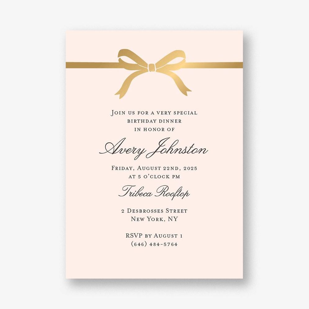 Bow Birthday Party Invitation