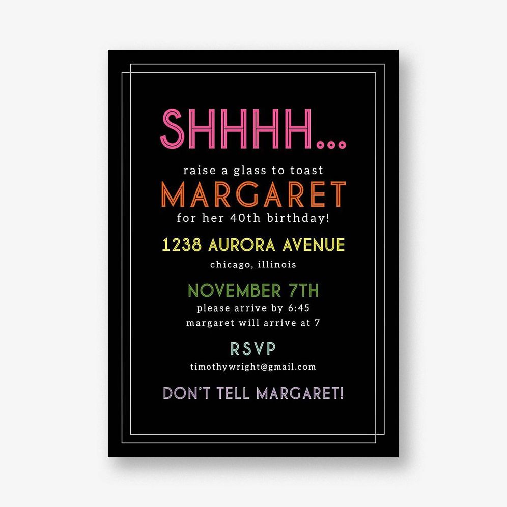 Shhhhh Birthday Party Invitation