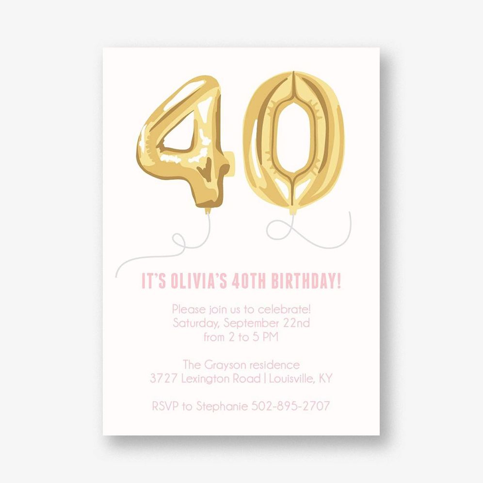 Forty Balloons Birthday Party Invitation