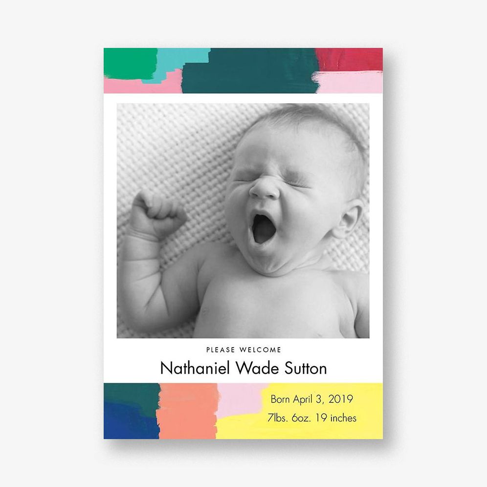 Abstract Border Birth Announcement