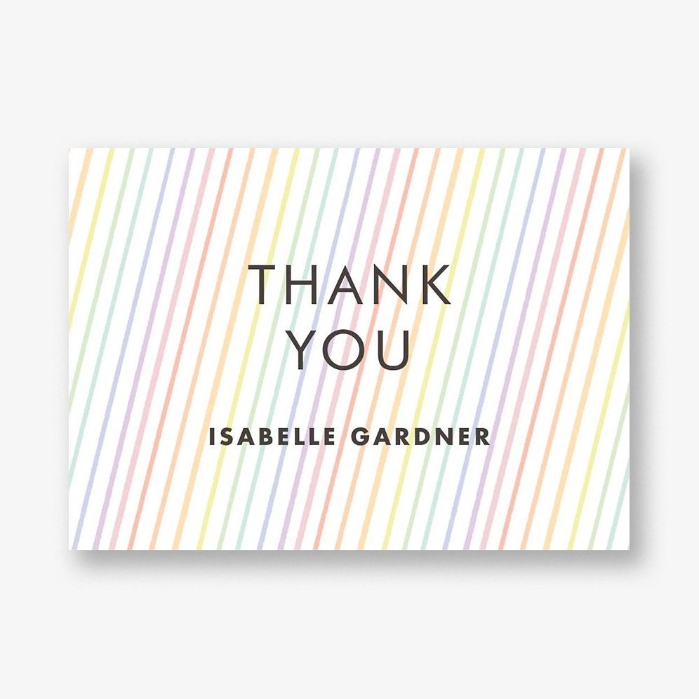 Rainbow Stripe Thank You Notes