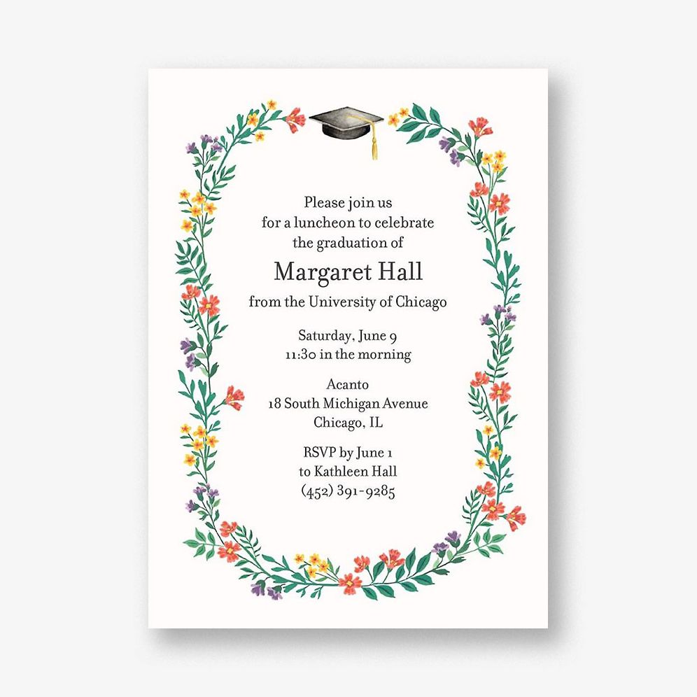 Bouquet Frame Graduation Invitation