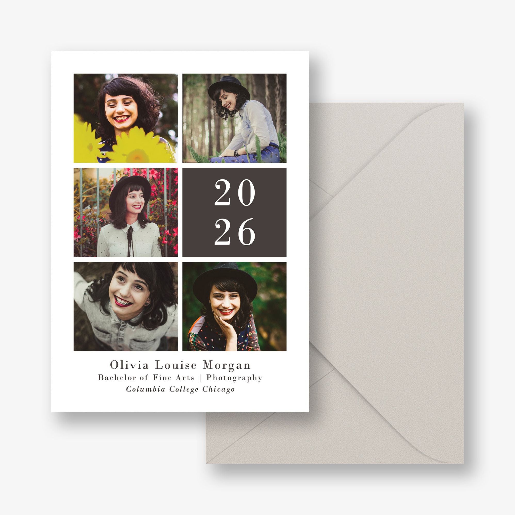 Multi Photo Grid Vertical Graduation Announcement