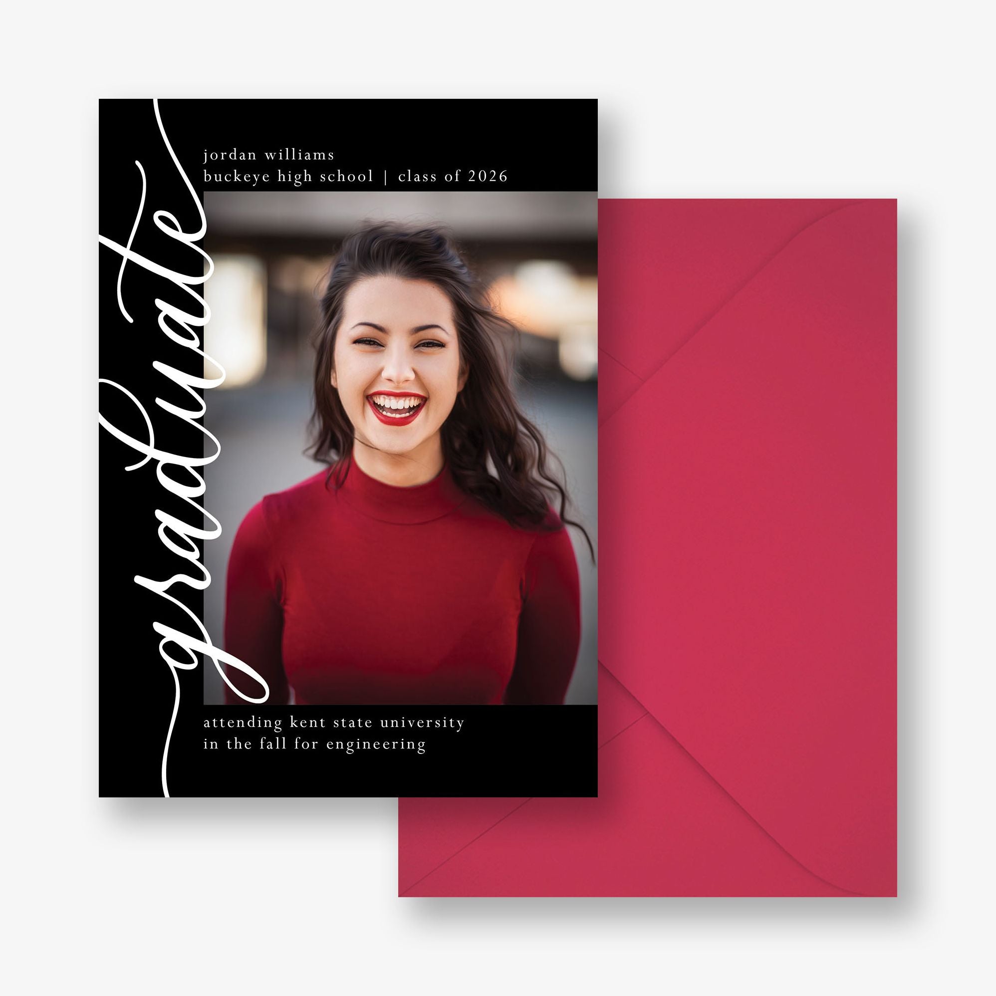 Vertical Script Graduation Announcement