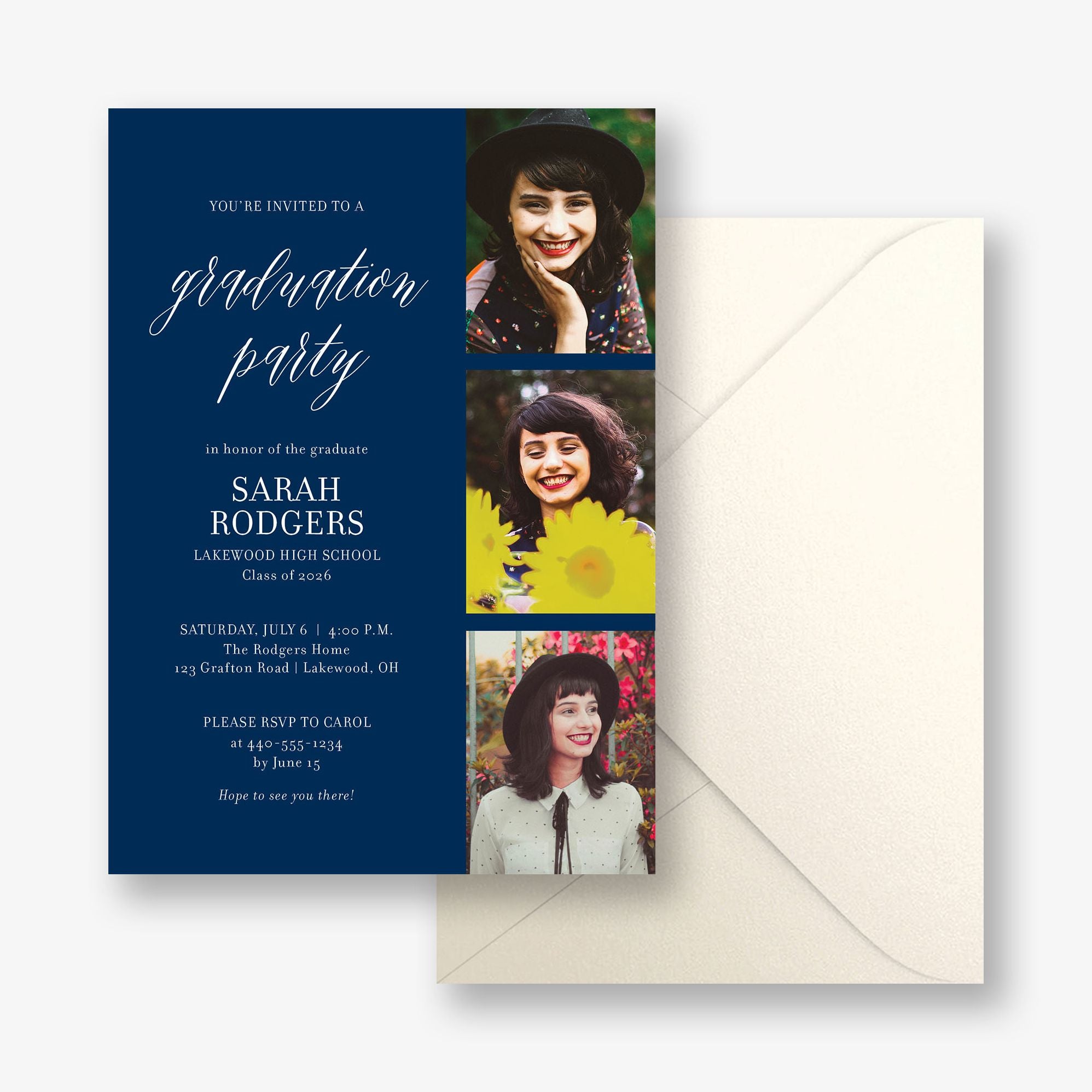 Vertical Photo Grid Graduation Party Invitation Vertical Photo Grid Graduation Party Invitation