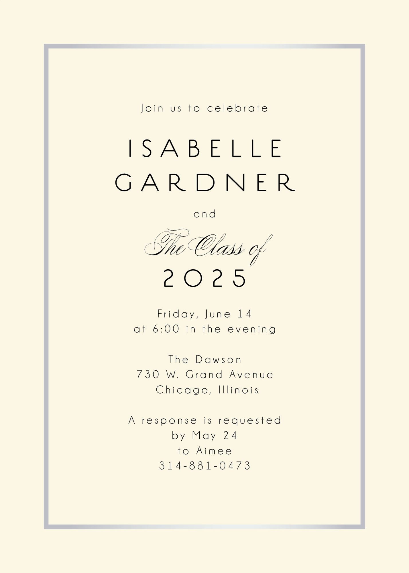 Thin Line Graduation Party Invitation