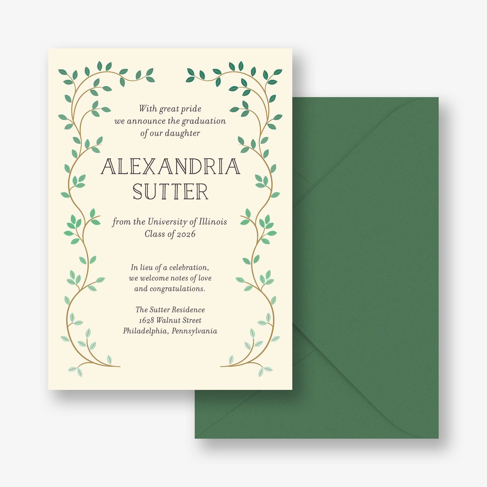 Vine Frame Graduation Announcement