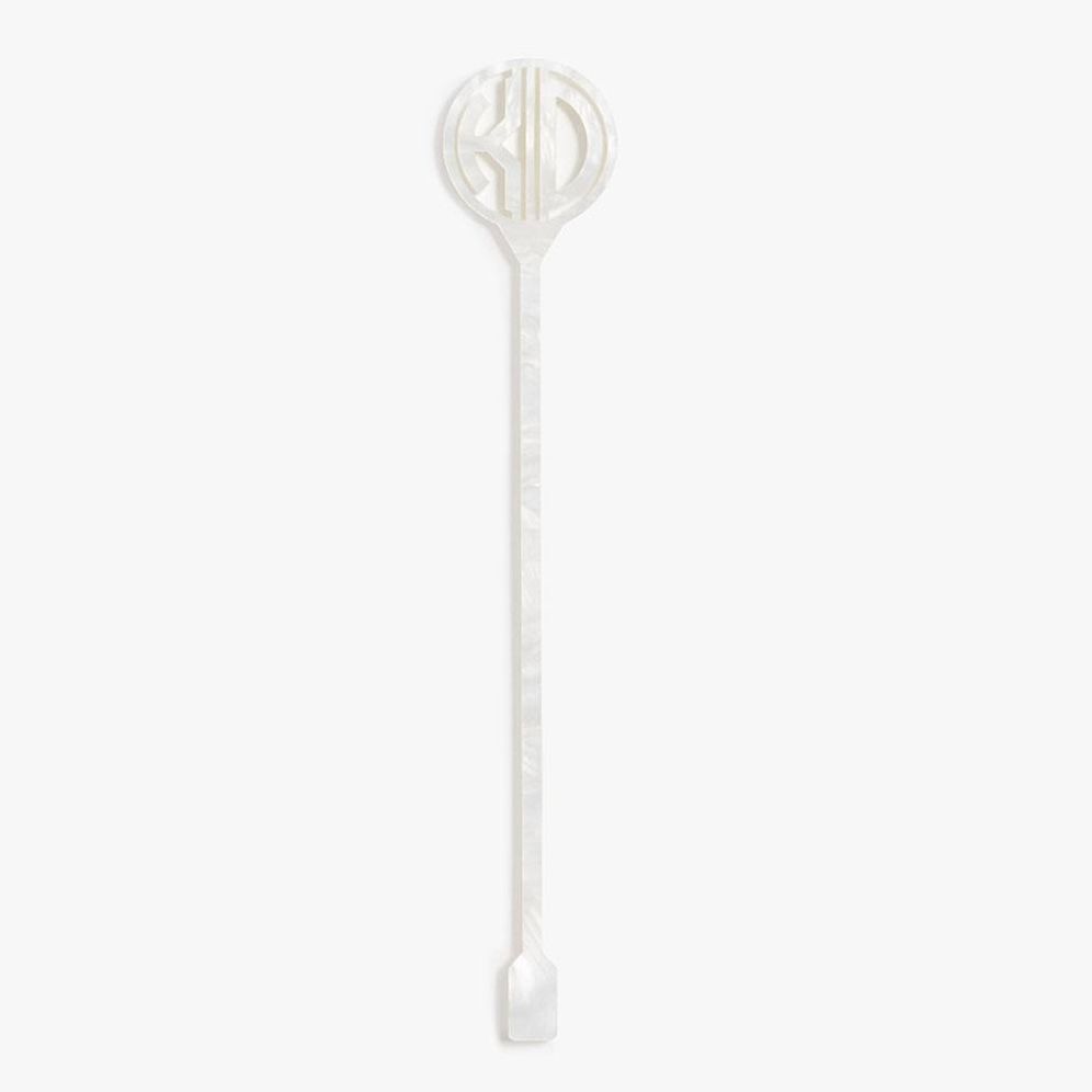 Pearl White Laser Cut Monogram Stirrers