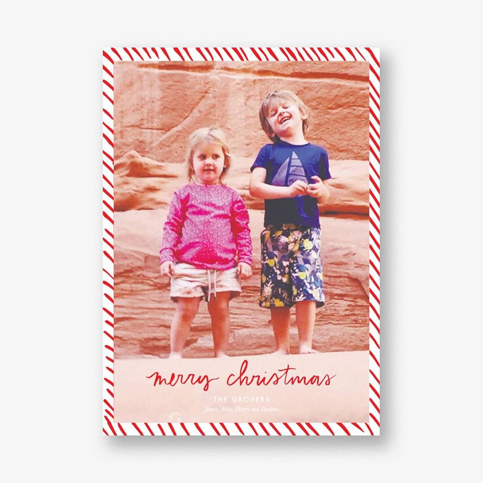 Candy Stripe Christmas Vertical Photo Card
