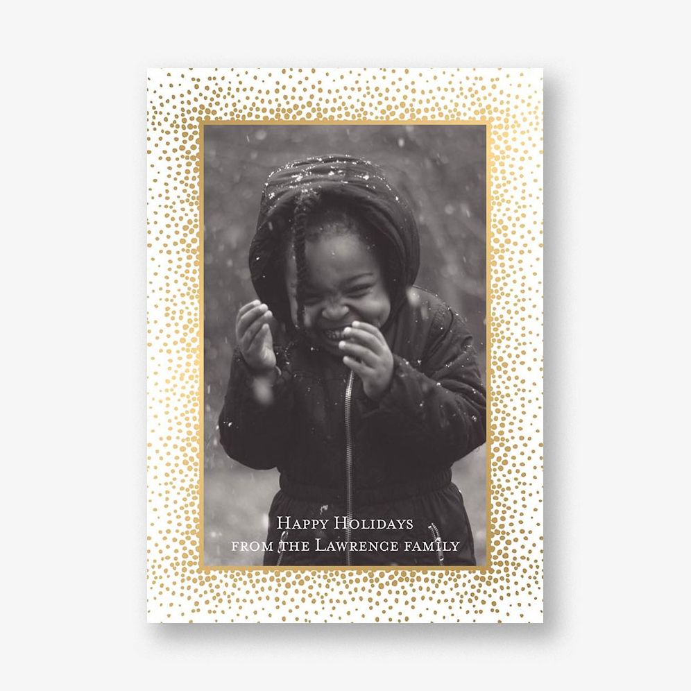 Champagne Border Holiday Photo Card Vertical