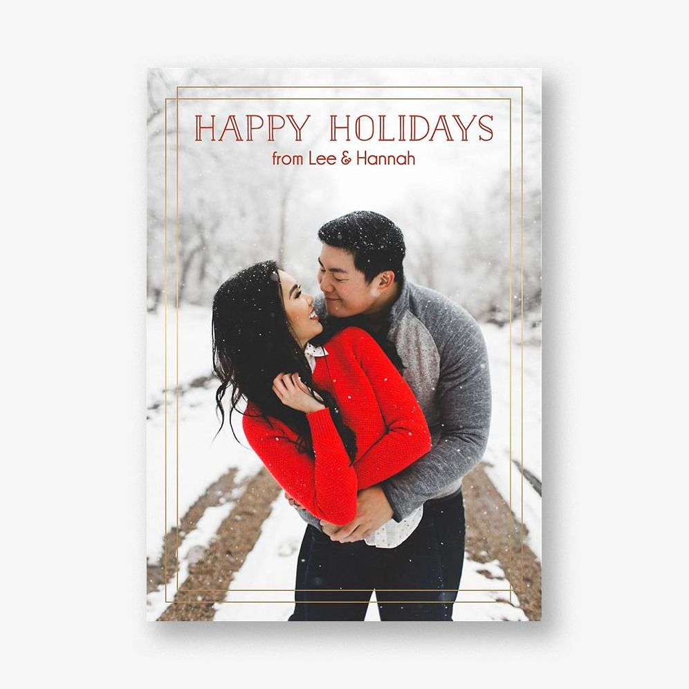 Duo Border Holiday Photo Card Vertical