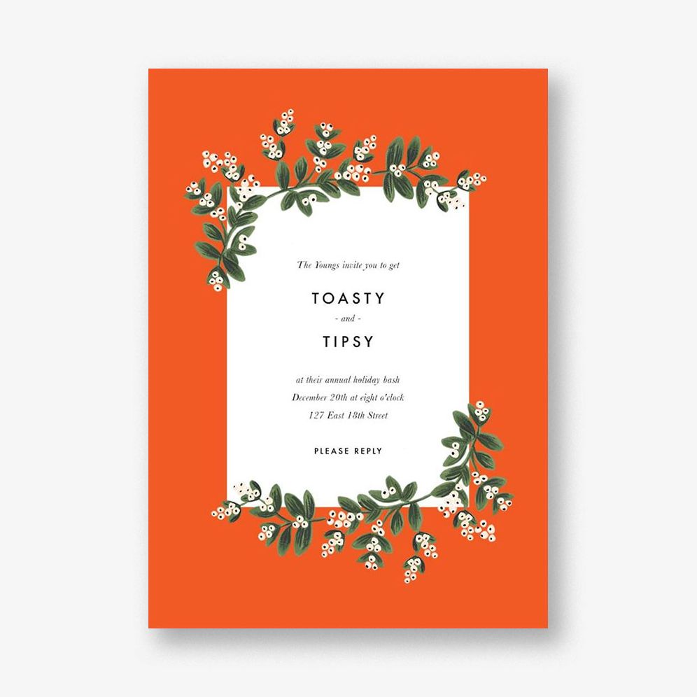 Mistletoe Accent Flourish Invitation