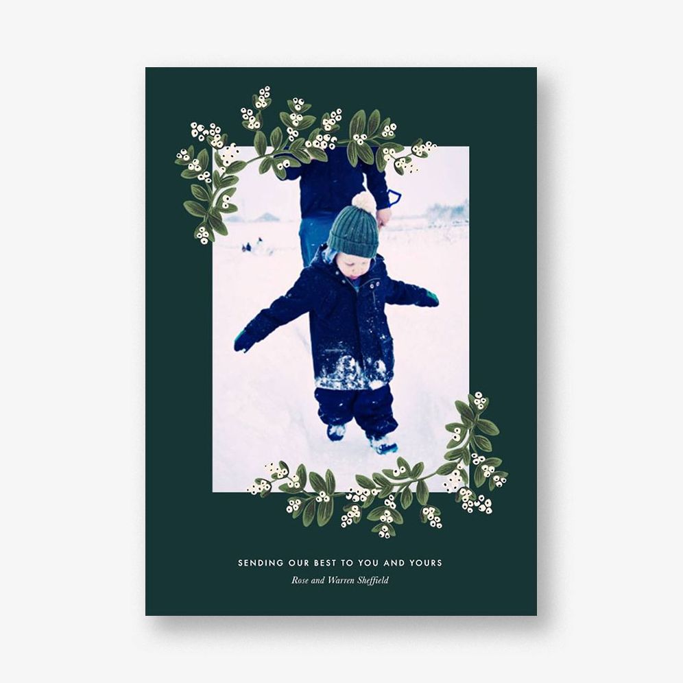 Mistletoe Accent Flourish Vertical Photo Card