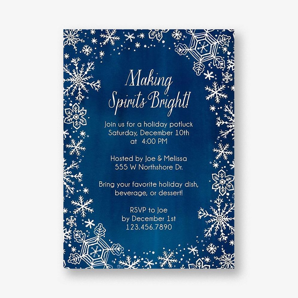 Painted Snowflakes Holiday Party Invitation