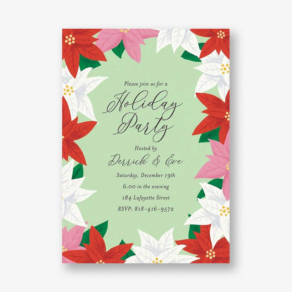 Poinsettia Frame Party Invitation