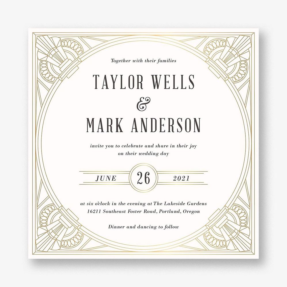 Golden Age Foil Stamped Wedding Invitation