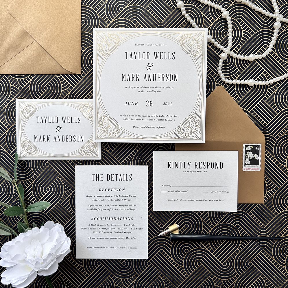Golden Age Foil Stamped Wedding Invitation