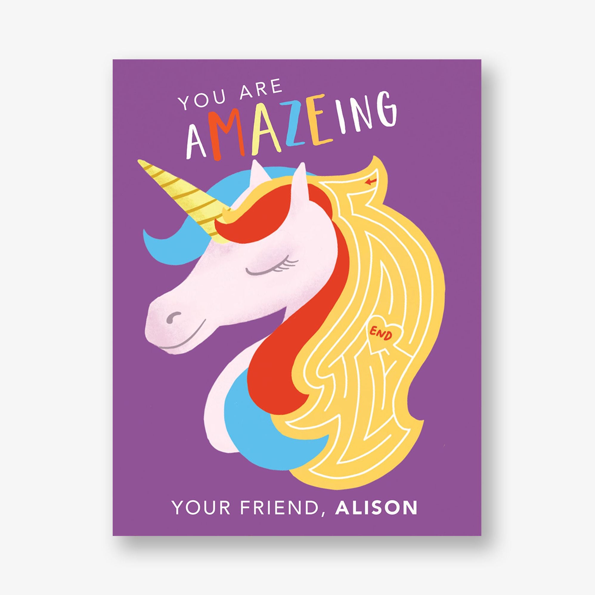 Unicorn Maze Custom Valentine Card