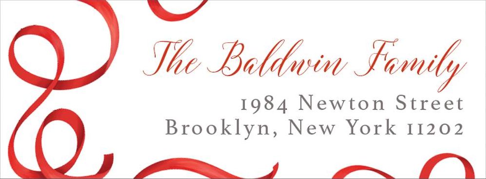 Ribbon Holiday Return Address Label