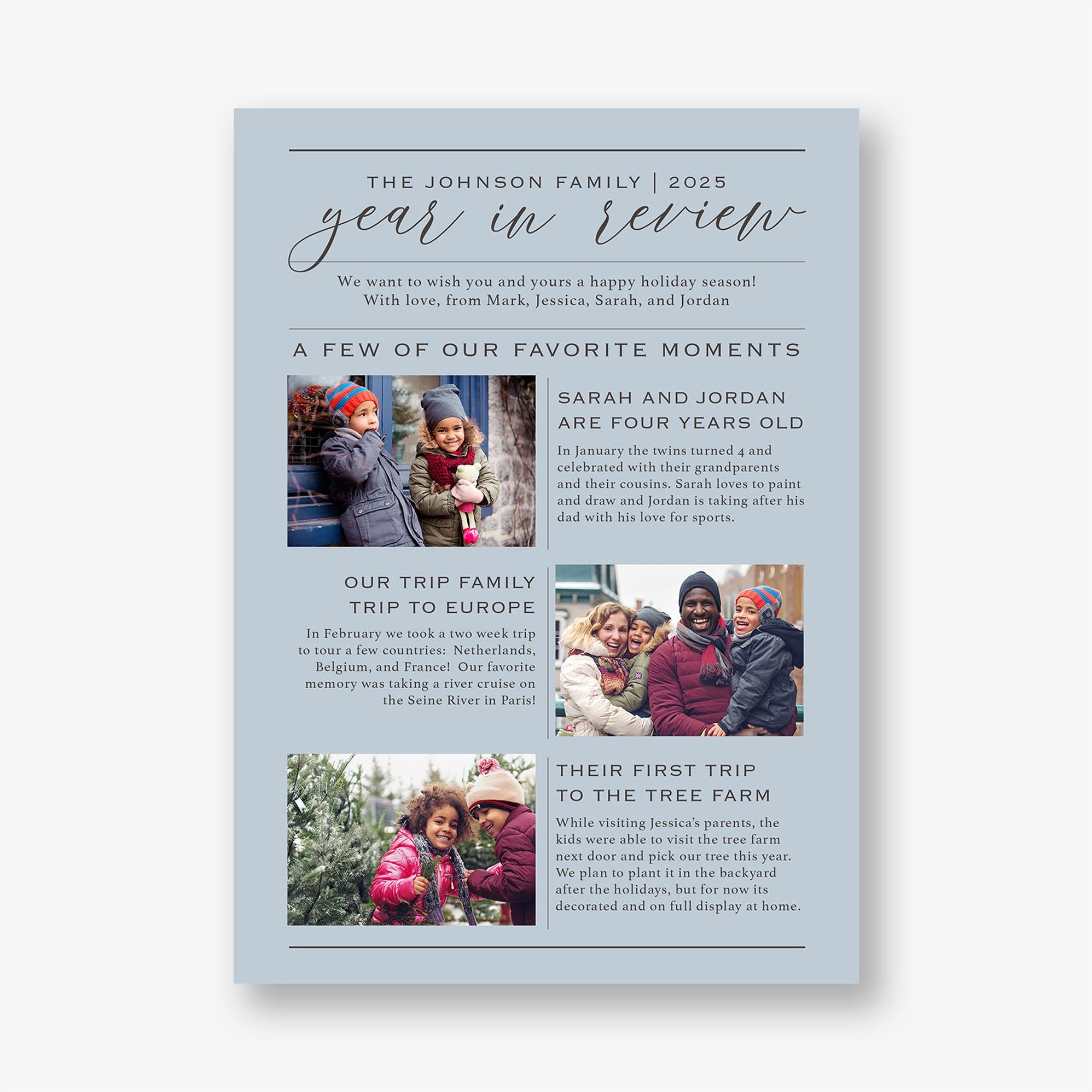 Editorial Year in Review Vertical Photo Card