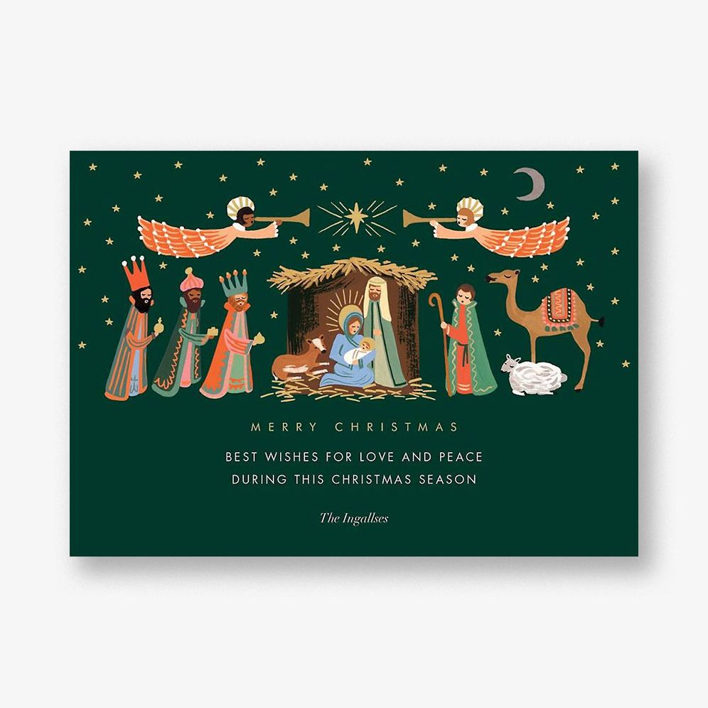 Evergreen Nativity Holiday Card