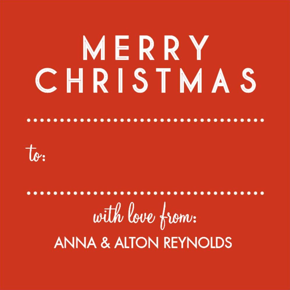 Merry Christmas Gift Tag Label