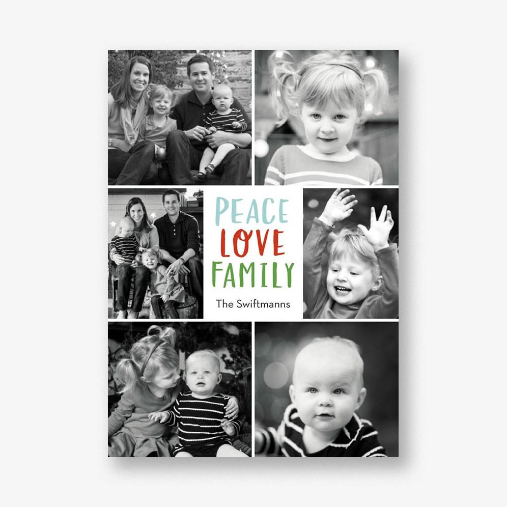 Peace Love Family Grid Holiday Multi-Photo Card