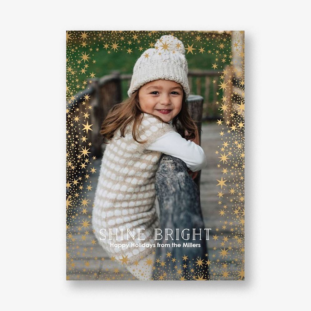 Star Border Foil Photo Card Vertical